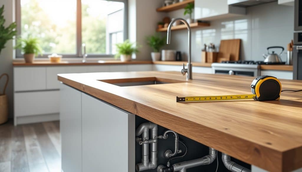 Faire son plan de travail cuisine : dimensions et raccordement