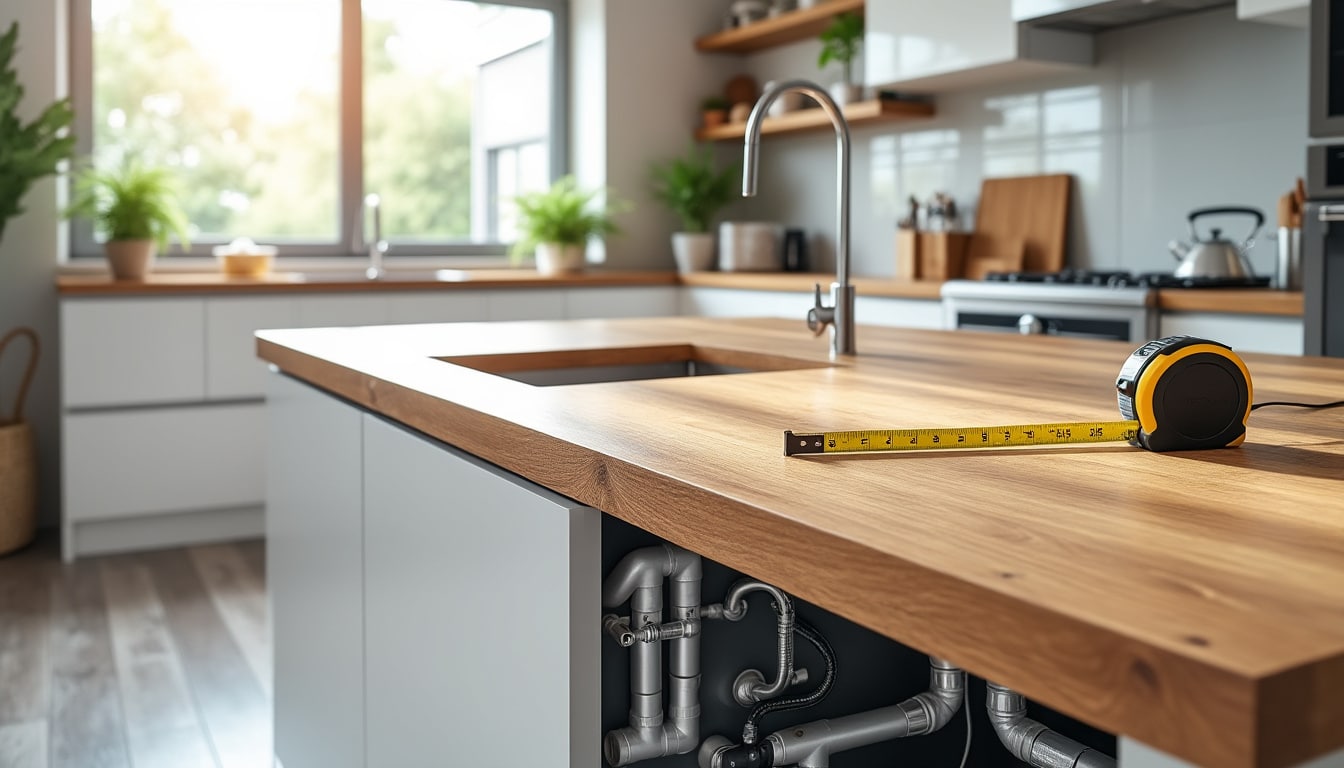 Faire son plan de travail cuisine : dimensions et raccordement
