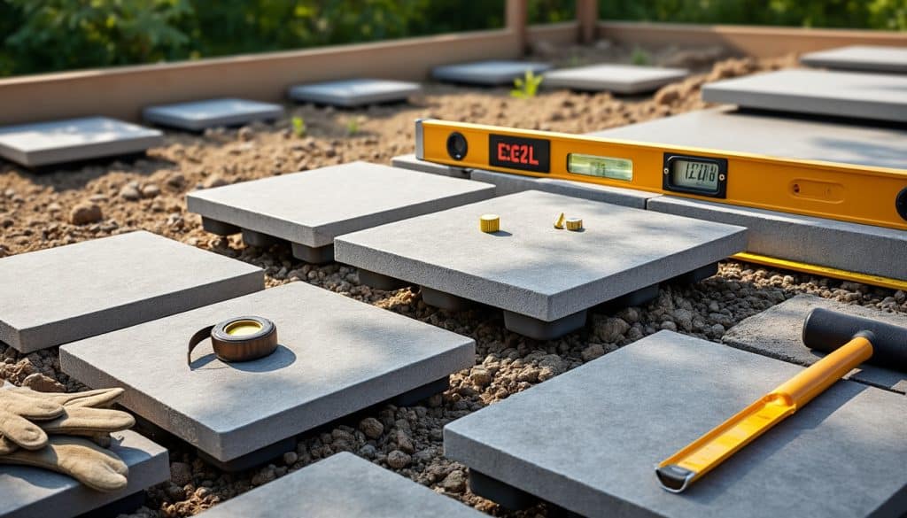 Pose dalle terrasse sur plot : outils, temps et précautions