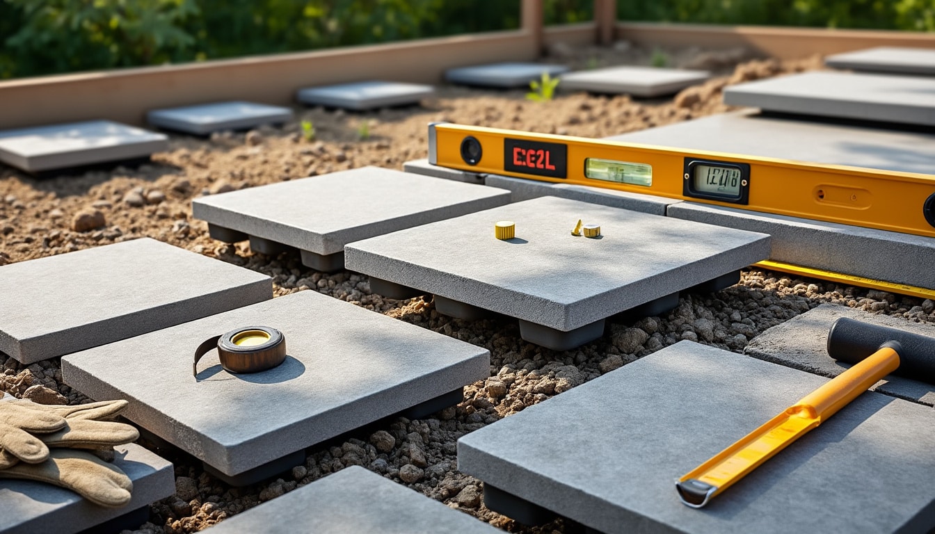Pose dalle terrasse sur plot : outils, temps et précautions