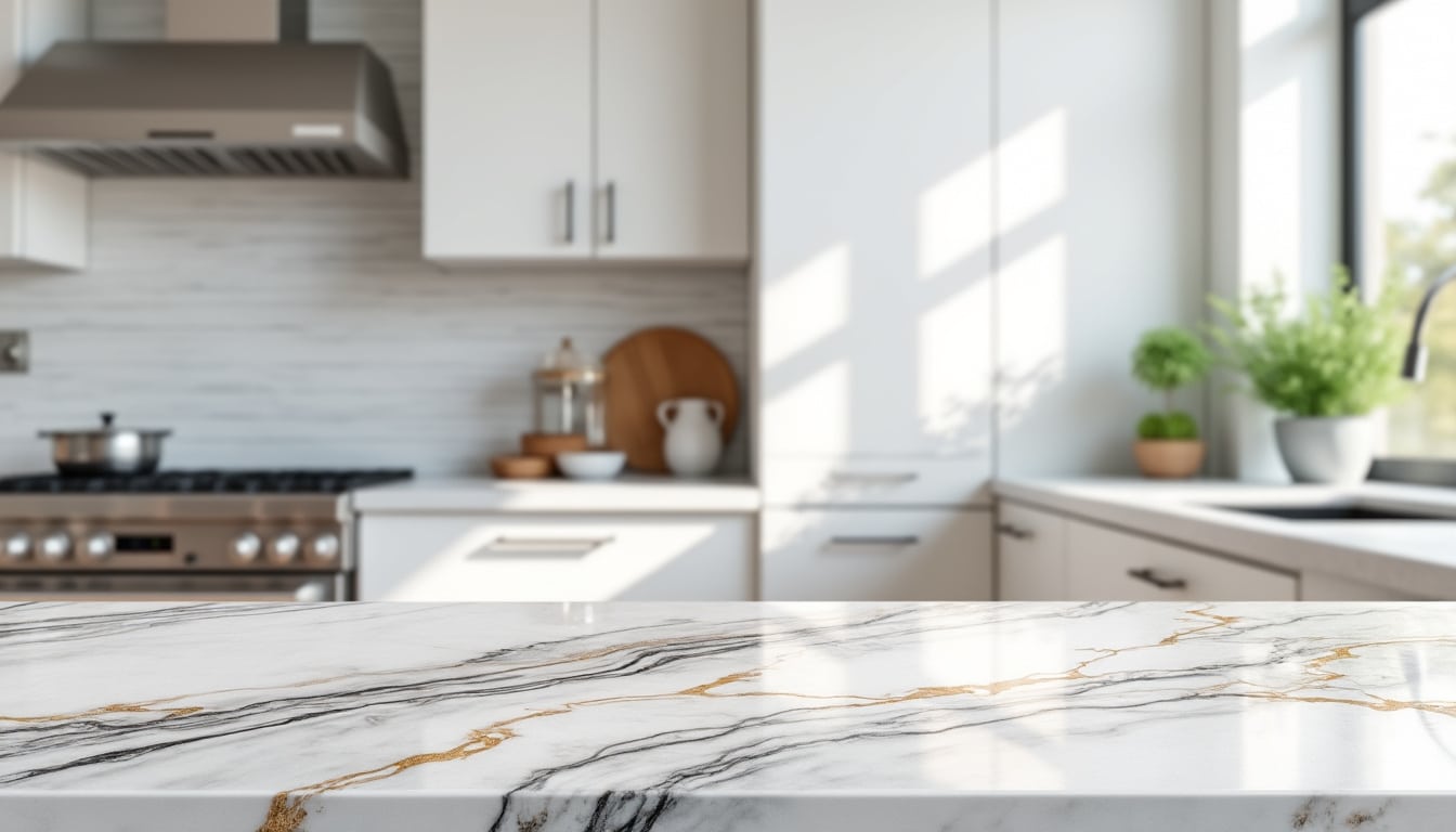 Plan de travail en marbre dans une cuisine : ce qu&rsquo;il faut accepter