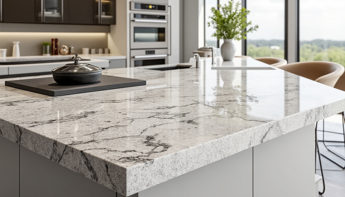 Plan de travail en pierre naturelle : granit, quartzite ou marbre
