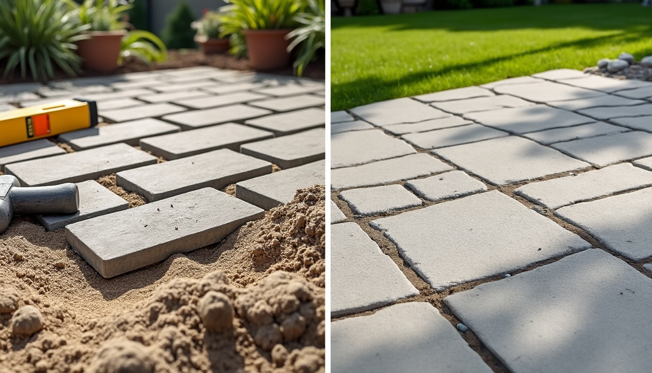 Pose de pavés sur lit de sable ou sur dalle béton : les deux cas